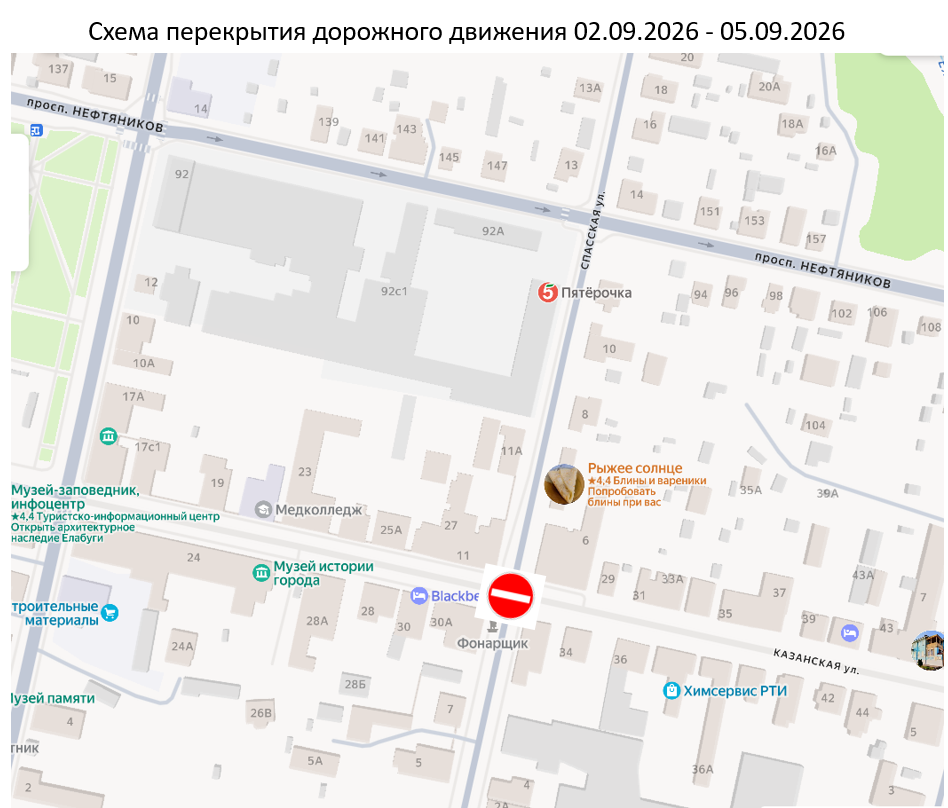 Схема перекрытия дороги 